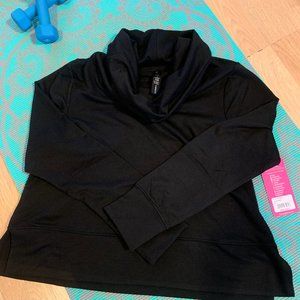 YOGALICIOUS Cowl Neck Pullover Sweatshirt - Blk